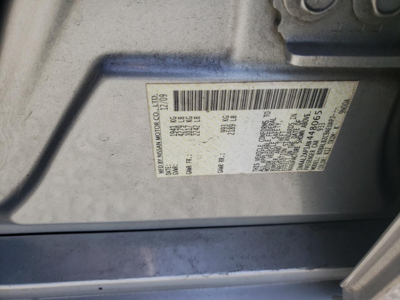 2010 Nissan Altima Base VIN: 1N4AL2AP1AN448065 Lot: 73031813