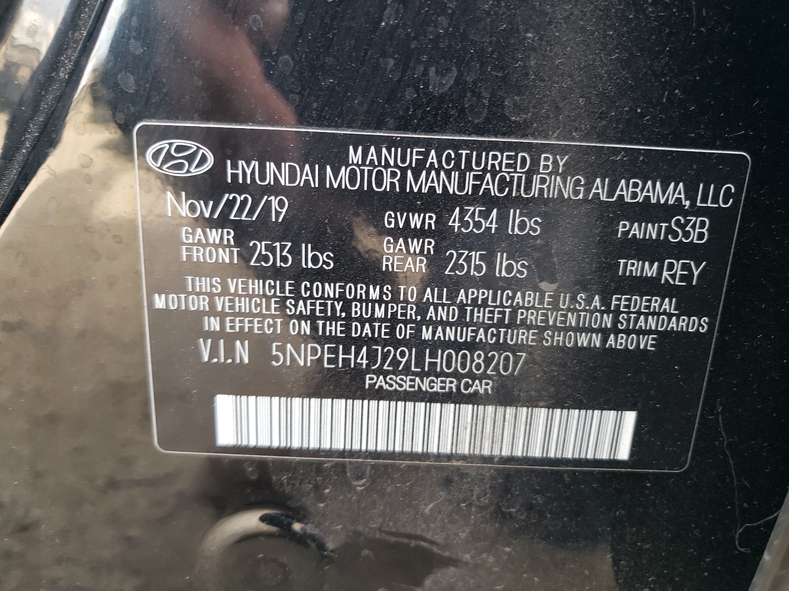 5NPEH4J29LH008207 2020 Hyundai Sonata Limited