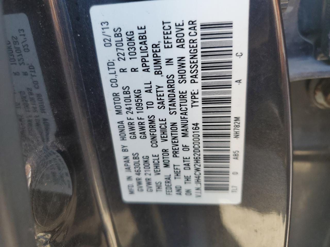 JH4CW2H62DC000164 2013 Acura Tsx Tech