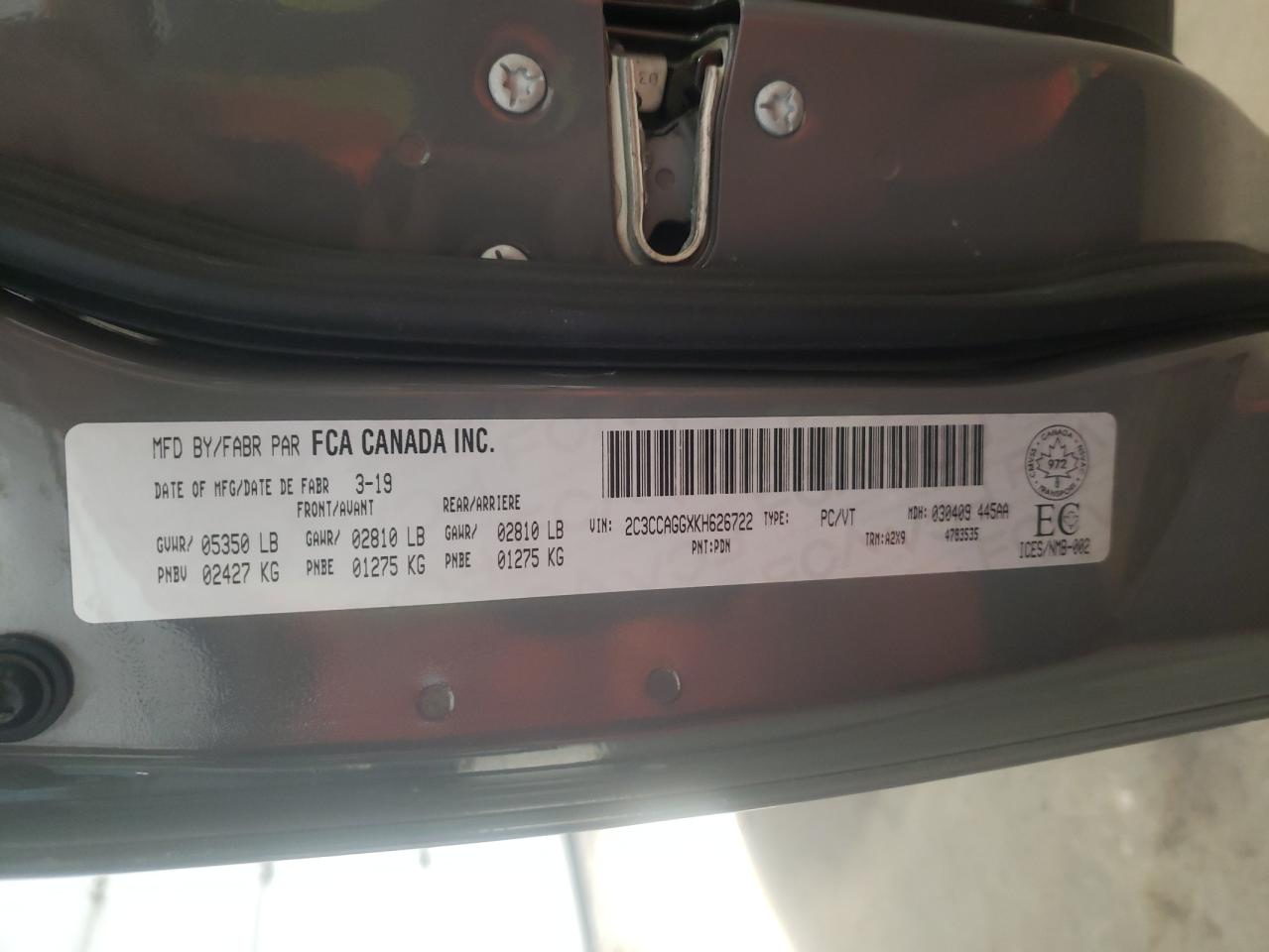 2C3CCAGGXKH626722 2019 Chrysler 300 S