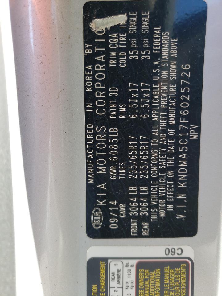 2015 Kia Sedona L VIN: KNDMA5C17F6025726 Lot: 73155313
