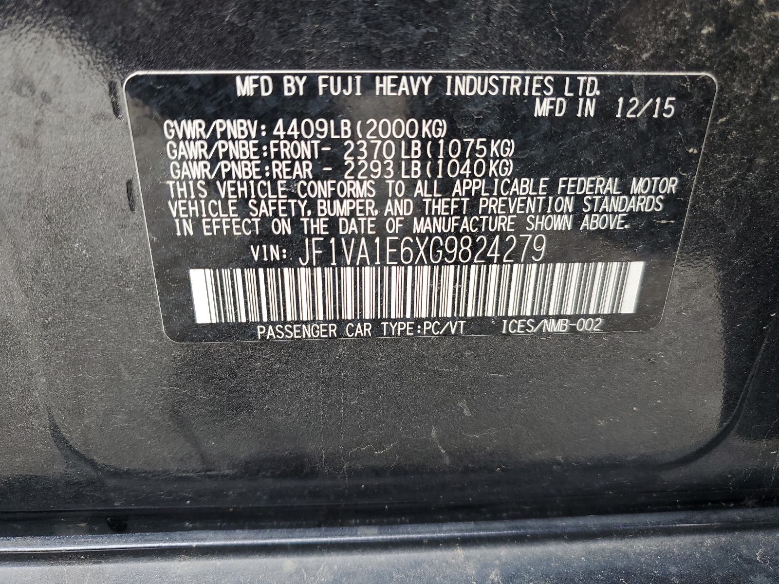 JF1VA1E6XG9824279 2016 Subaru Wrx Premium