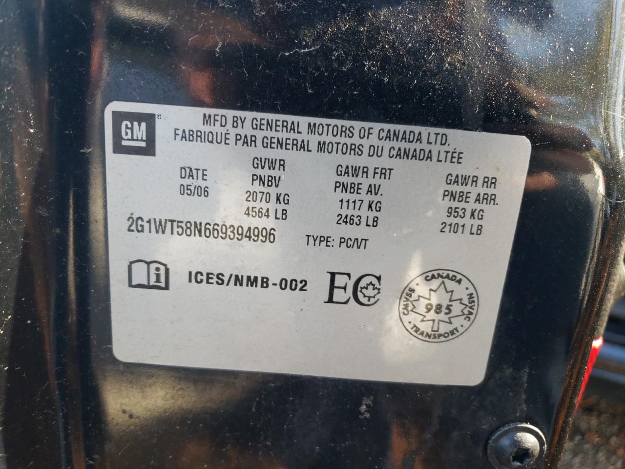 2G1WT58N669394996 2006 Chevrolet Impala Lt