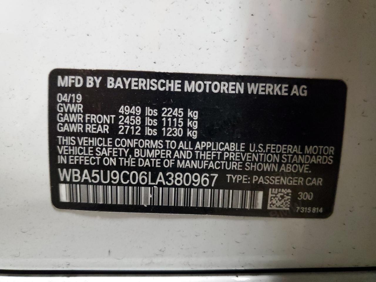 WBA5U9C06LA380967 2020 BMW M340Xi