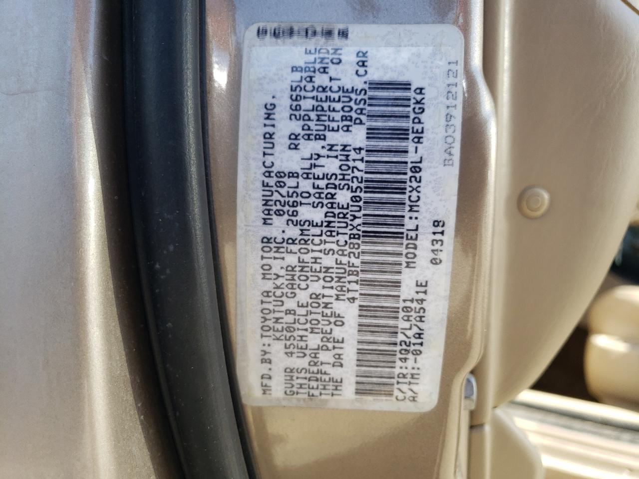 4T1BF28BXYU052714 2000 Toyota Avalon Xl