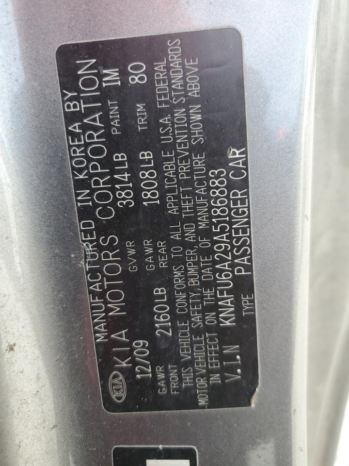 2010 Kia Forte Ex VIN: KNAFU6A29A5186883 Lot: 71266225