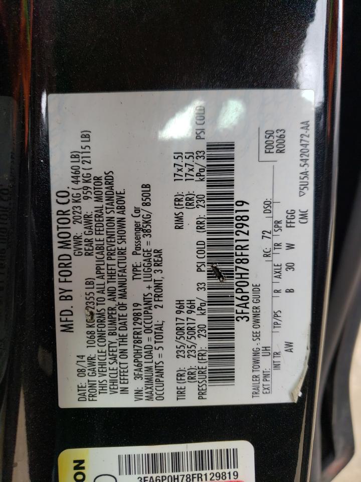 2015 Ford Fusion Se VIN: 3FA6P0H78FR129819 Lot: 71320073