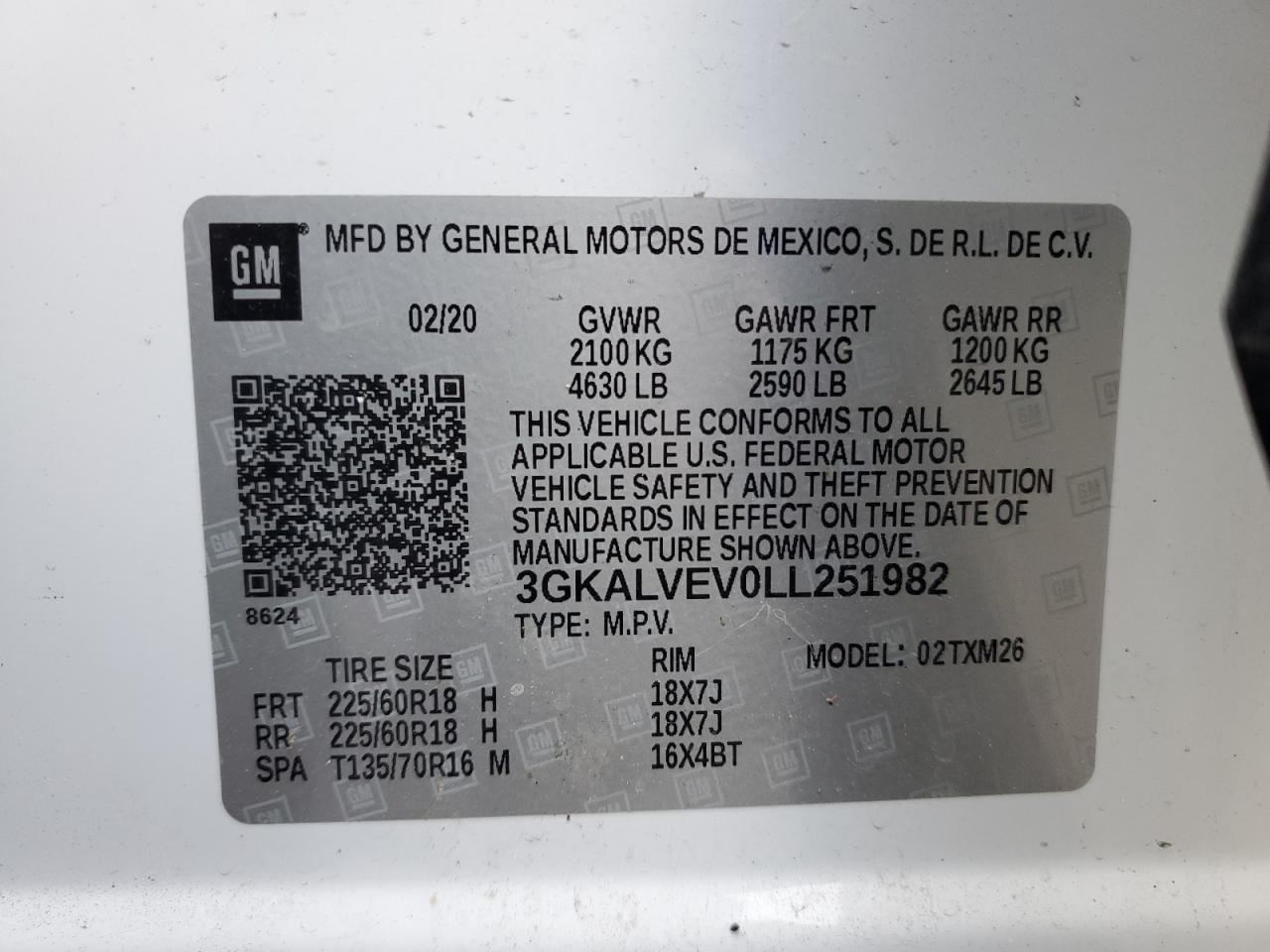 2020 GMC Terrain Slt VIN: 3GKALVEV0LL251982 Lot: 74516553