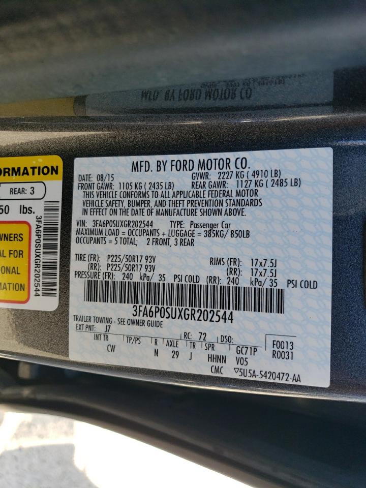 3FA6P0SUXGR202544 2016 FORD FUSION - Image 12