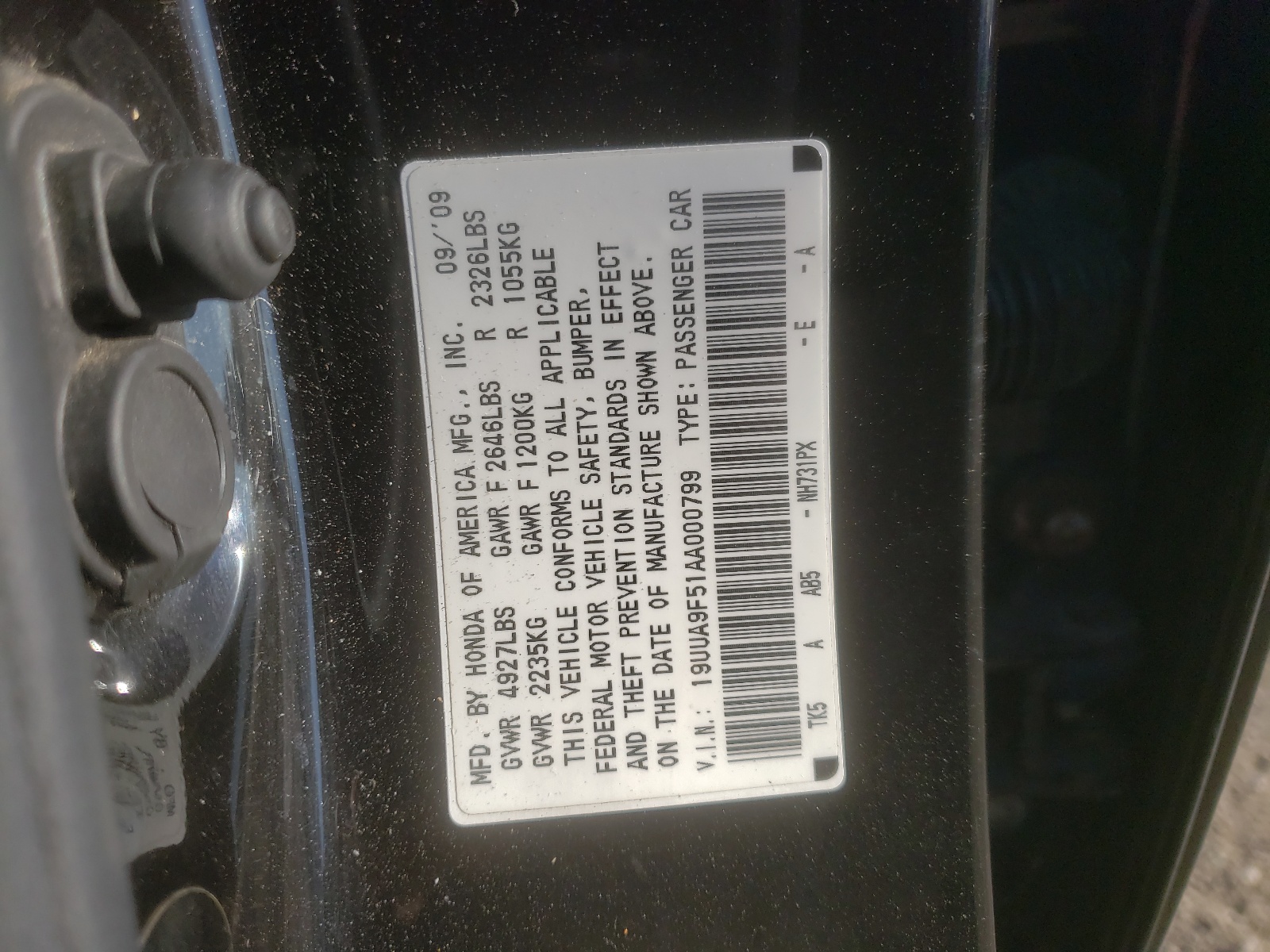 19UUA9F51AA000799 2010 Acura Tl