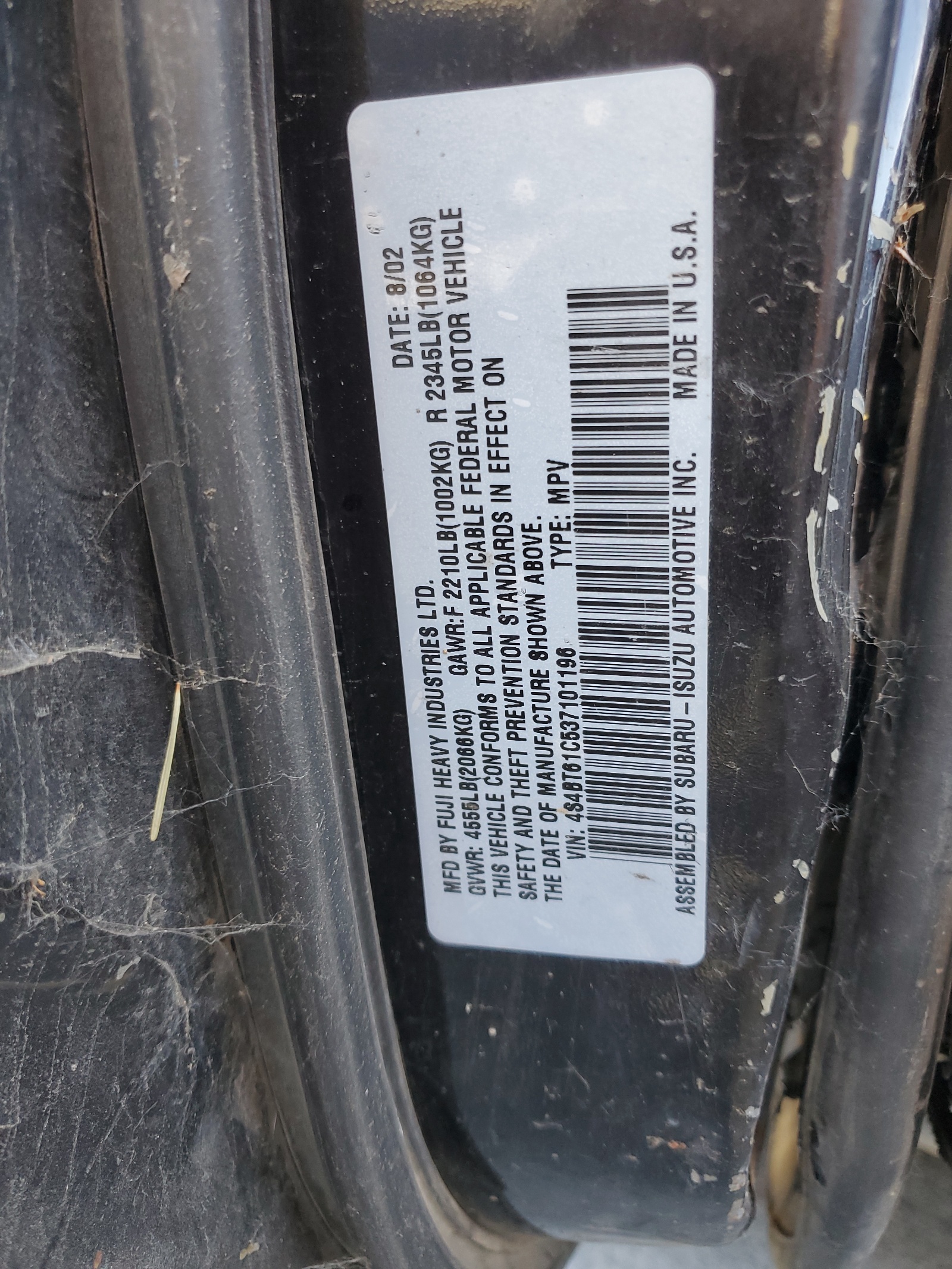 4S4BT61C537101196 2003 Subaru Baja