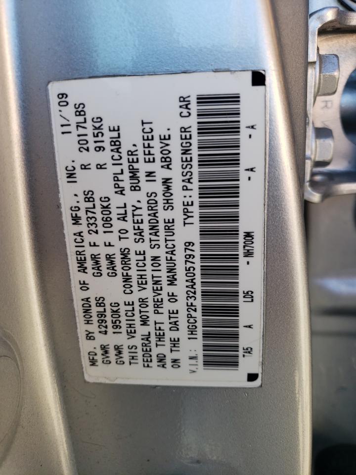 2010 Honda Accord Lx VIN: 1HGCP2F32AA057979 Lot: 80074195
