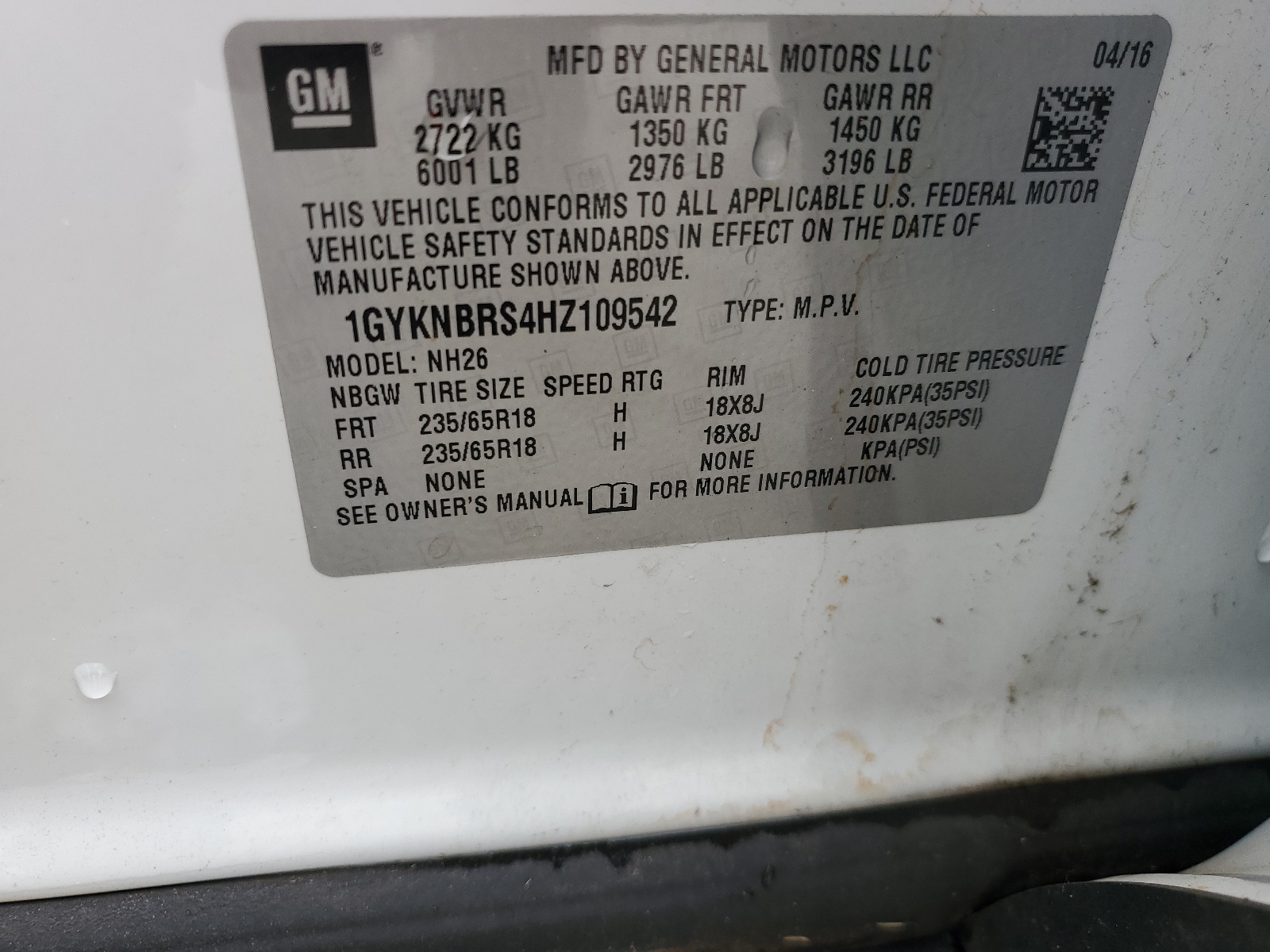 1GYKNBRS4HZ109542 2017 Cadillac Xt5 Luxury