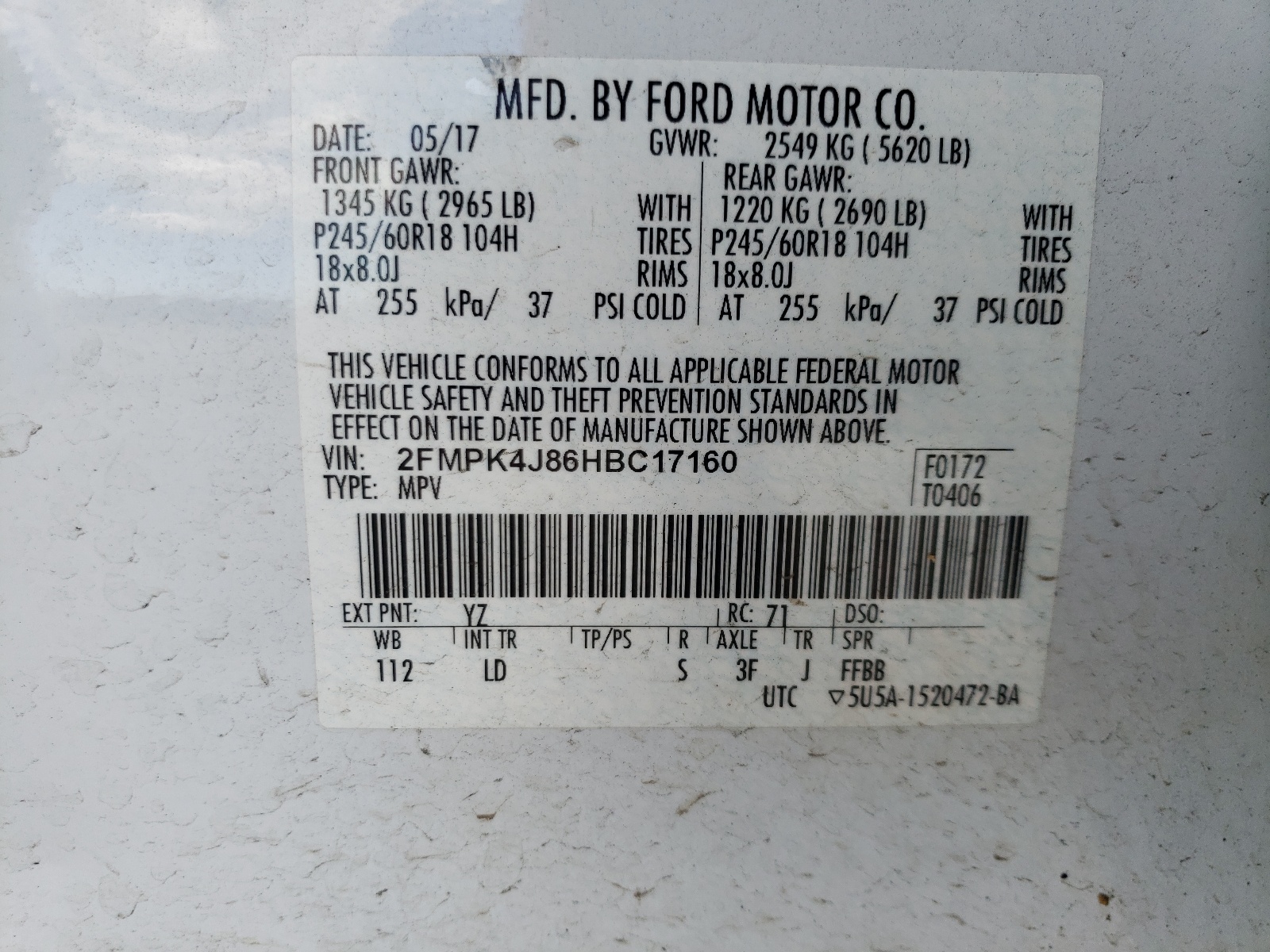 2FMPK4J86HBC17160 2017 Ford Edge Sel