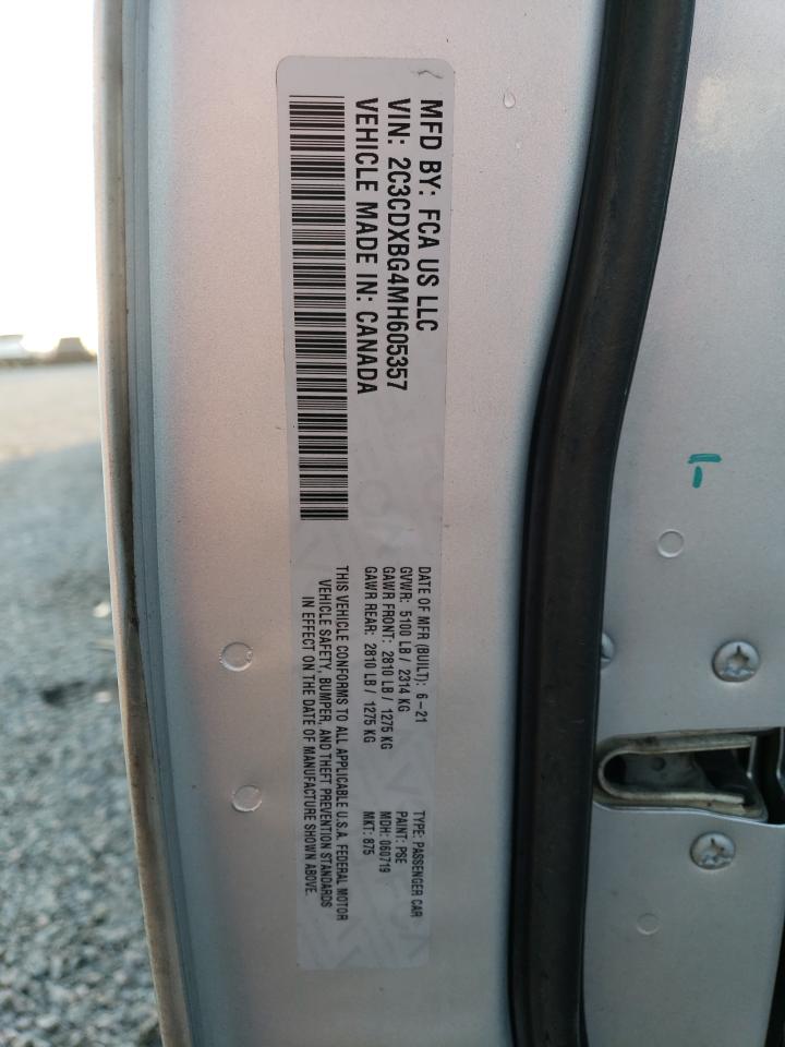 2021 Dodge Charger Sxt VIN: 2C3CDXBG4MH605357 Lot: 44783634