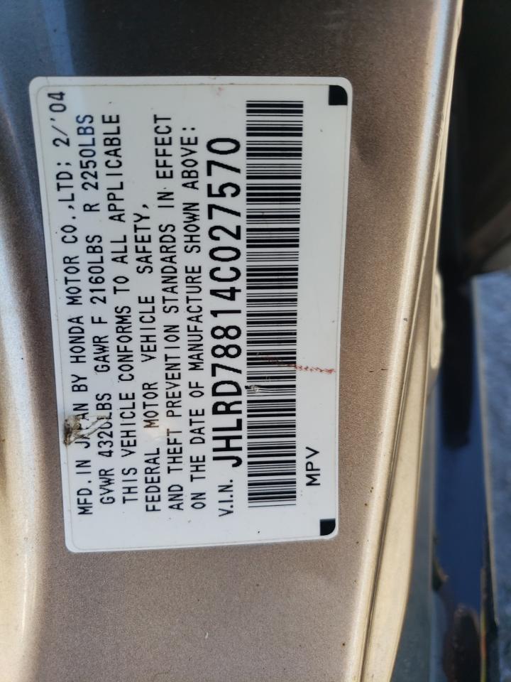 2004 Honda Cr-V Ex VIN: JHLRD78814C027570 Lot: 70619153