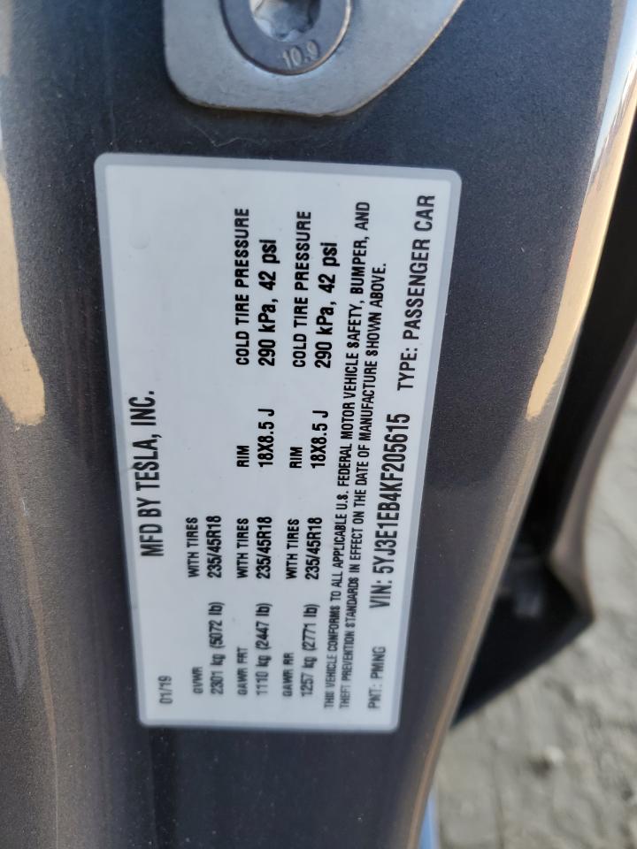 5YJ3E1EB4KF205615 2019 Tesla Model 3