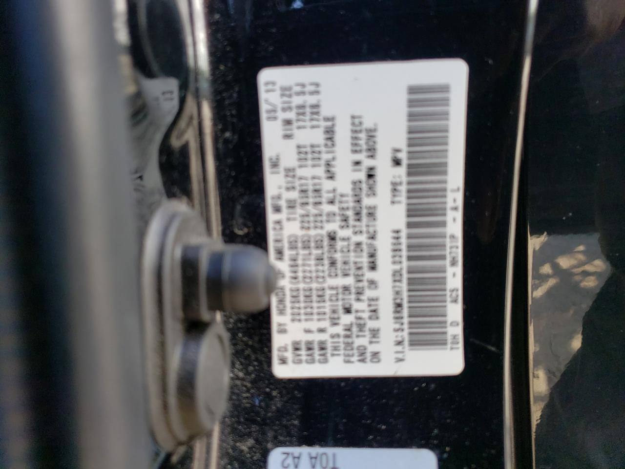 2013 Honda Cr-V Exl VIN: 5J6RM3H7XDL039644 Lot: 70914823