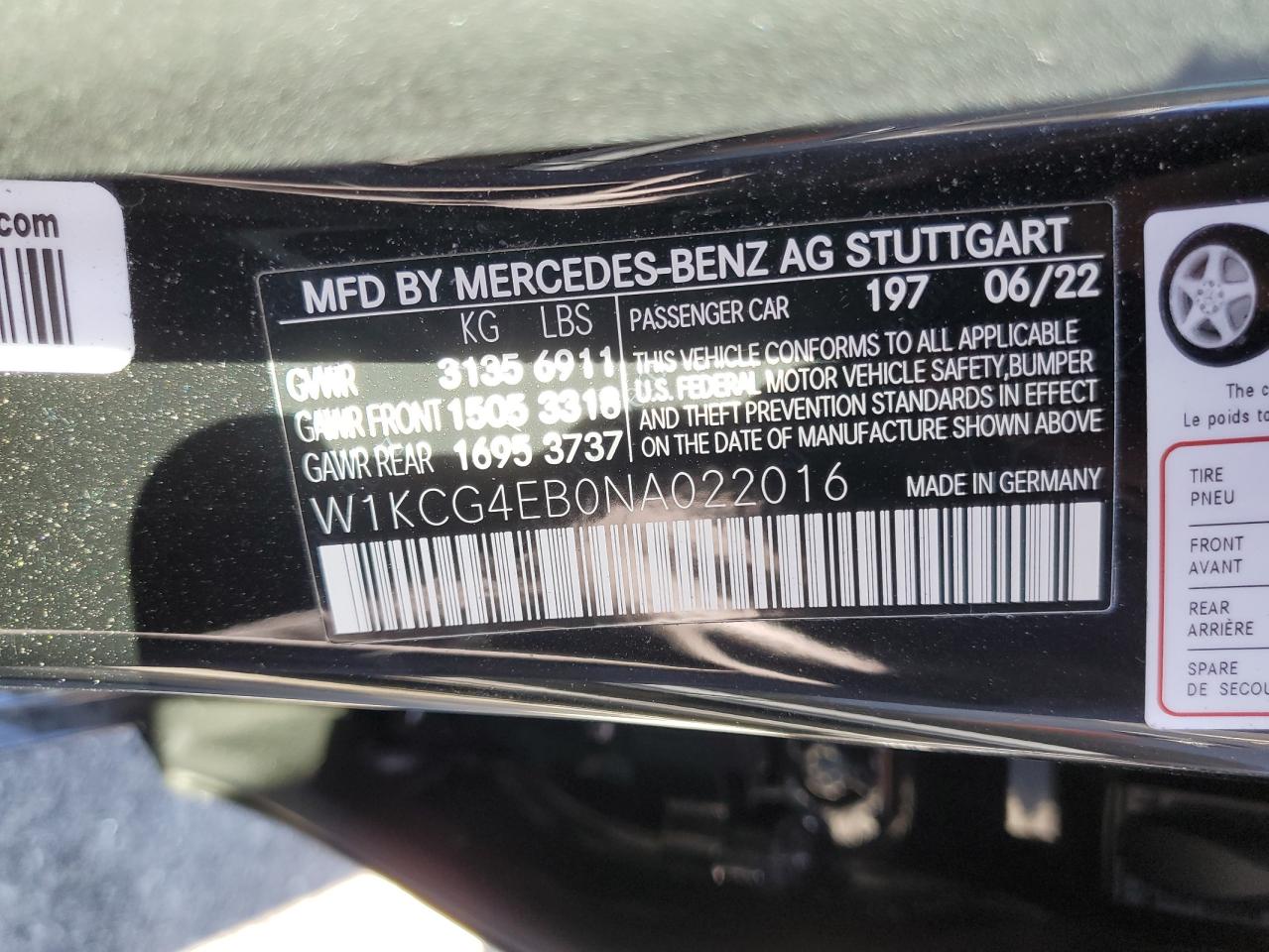 W1KCG4EB0NA022016 2022 Mercedes-Benz Eqs Sedan 580 4Matic