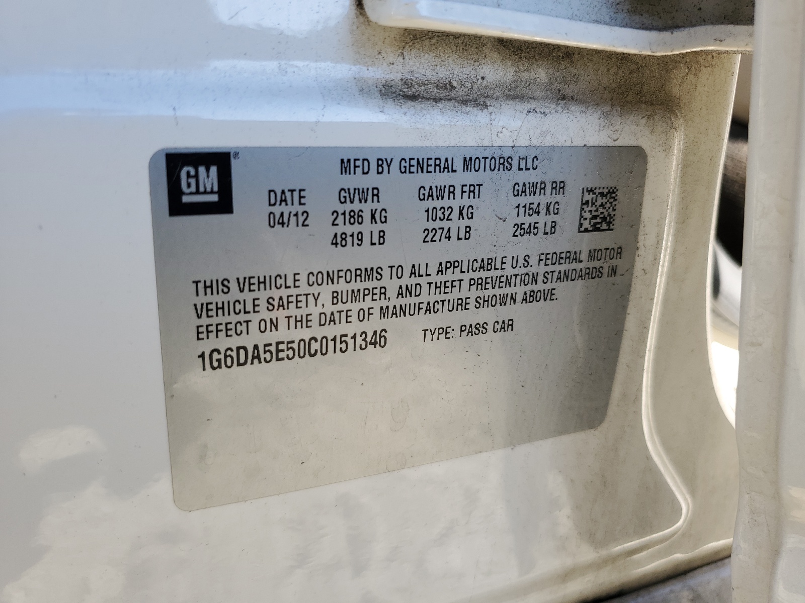 1G6DA5E50C0151346 2012 Cadillac Cts