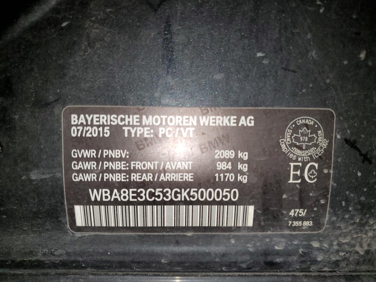 WBA8E3C53GK500050 2016 BMW 3 SERIES - Image 12