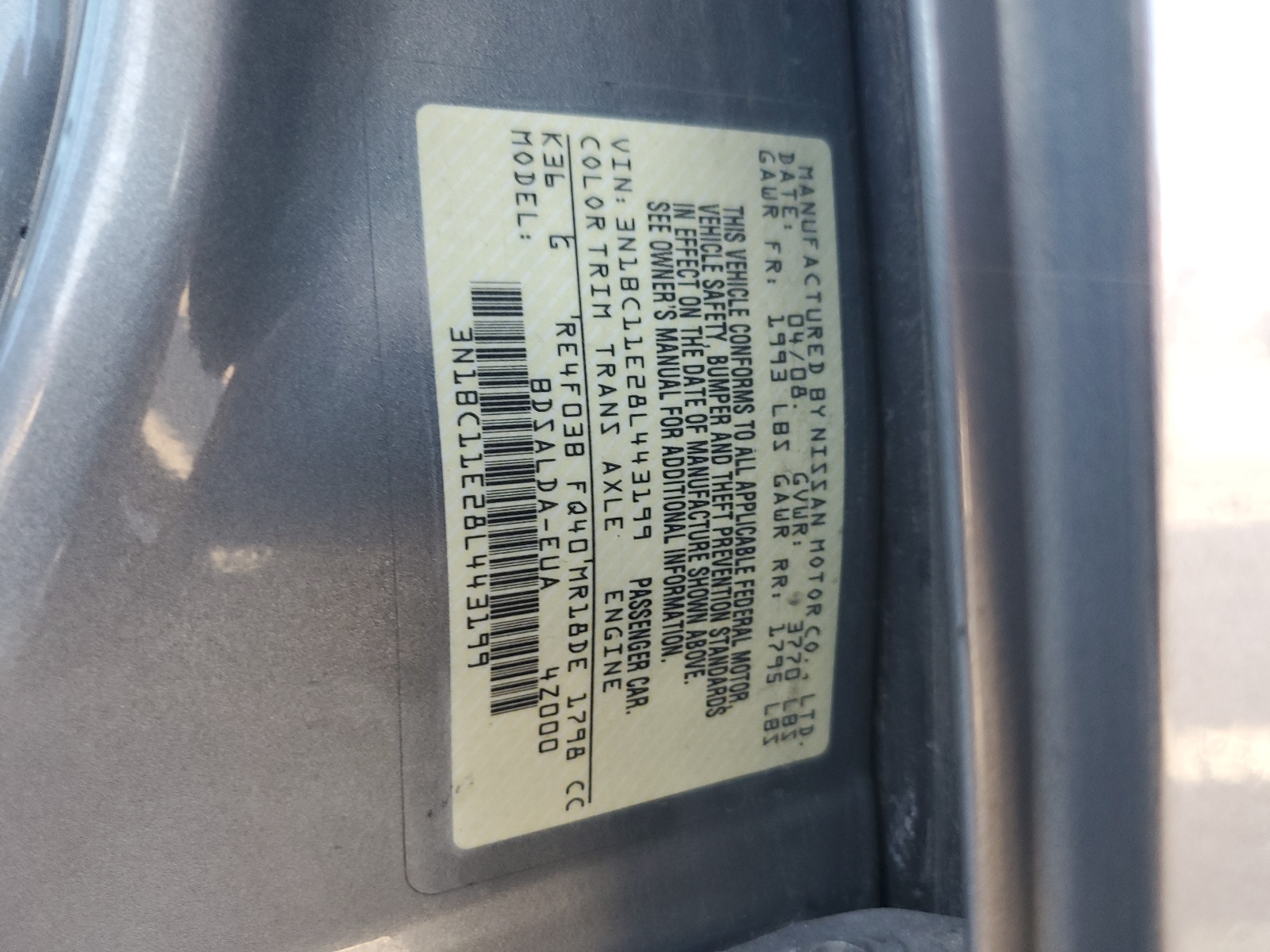 3N1BC11E28L443199 2008 Nissan Versa S