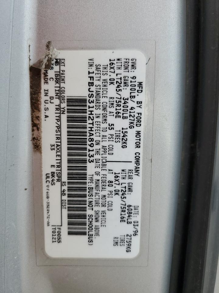 1996 Ford Econoline E350 Super Duty VIN: 1FBJS31H2THA89133 Lot: 64887434