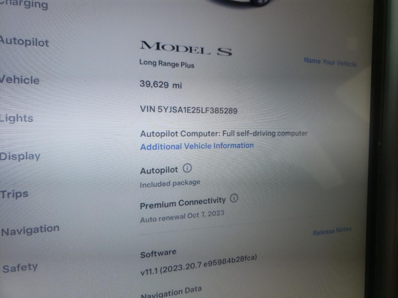 5YJSA1E25LF385289 2020 Tesla Model S