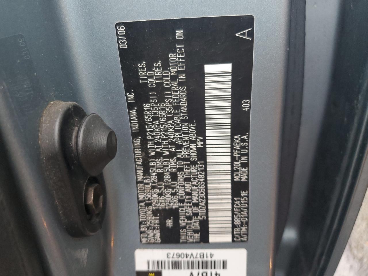 5TDZA23C66S482131 2006 Toyota Sienna Ce