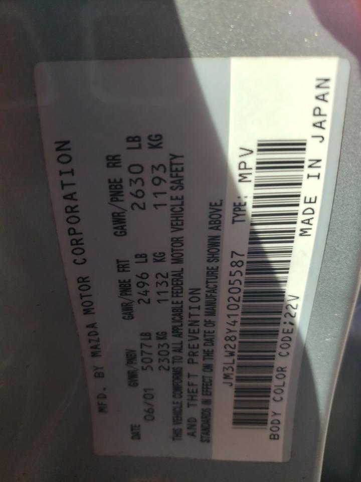 2001 Mazda Mpv Wagon VIN: JM3LW28Y410205587 Lot: 72067293