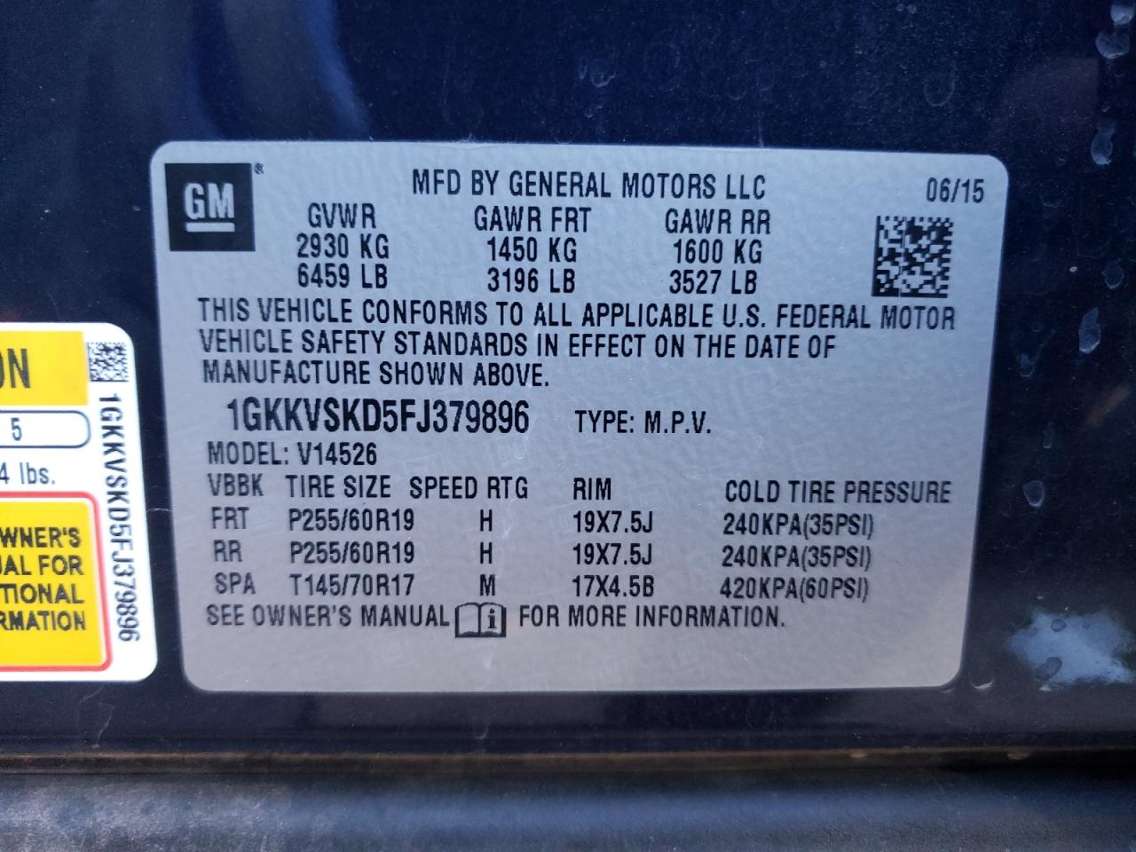 1GKKVSKD5FJ379896 2015 GMC Acadia Slt-2