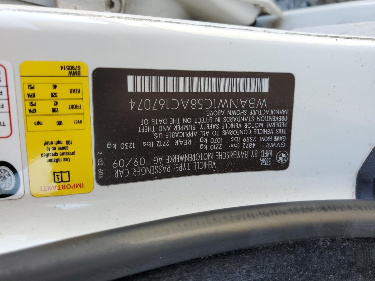 2010 BMW 535 I VIN: WBANW1C58AC167074 Lot: 80741793