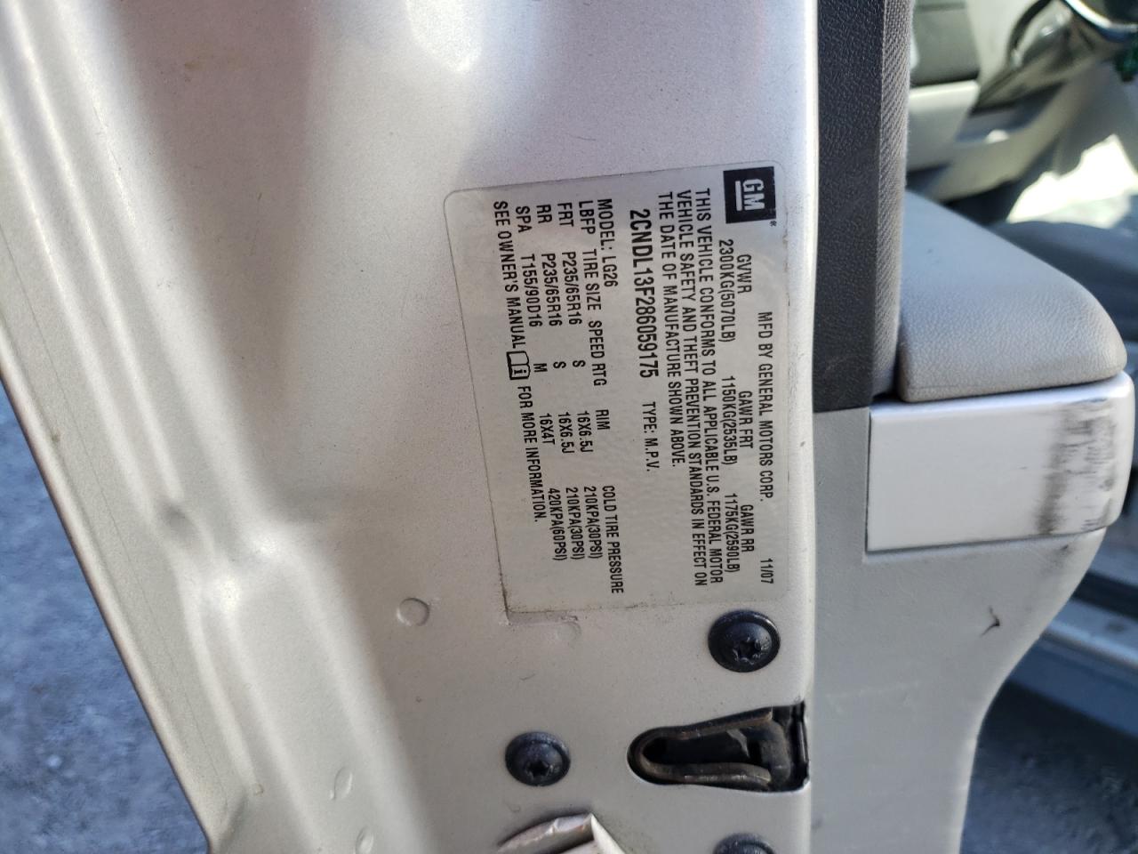 2CNDL13F286059175 2008 Chevrolet Equinox Ls