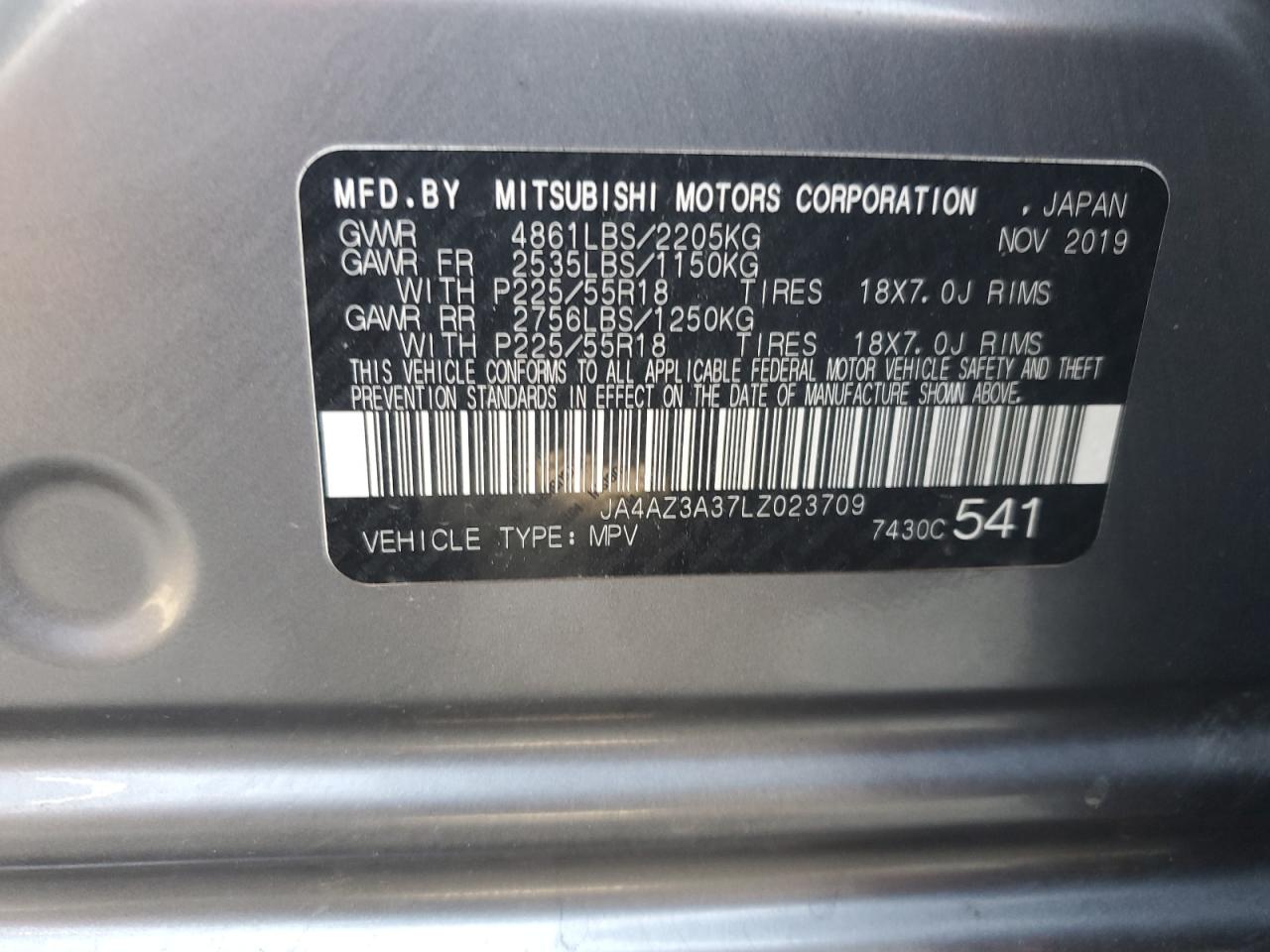 JA4AZ3A37LZ023709 2020 Mitsubishi Outlander Se