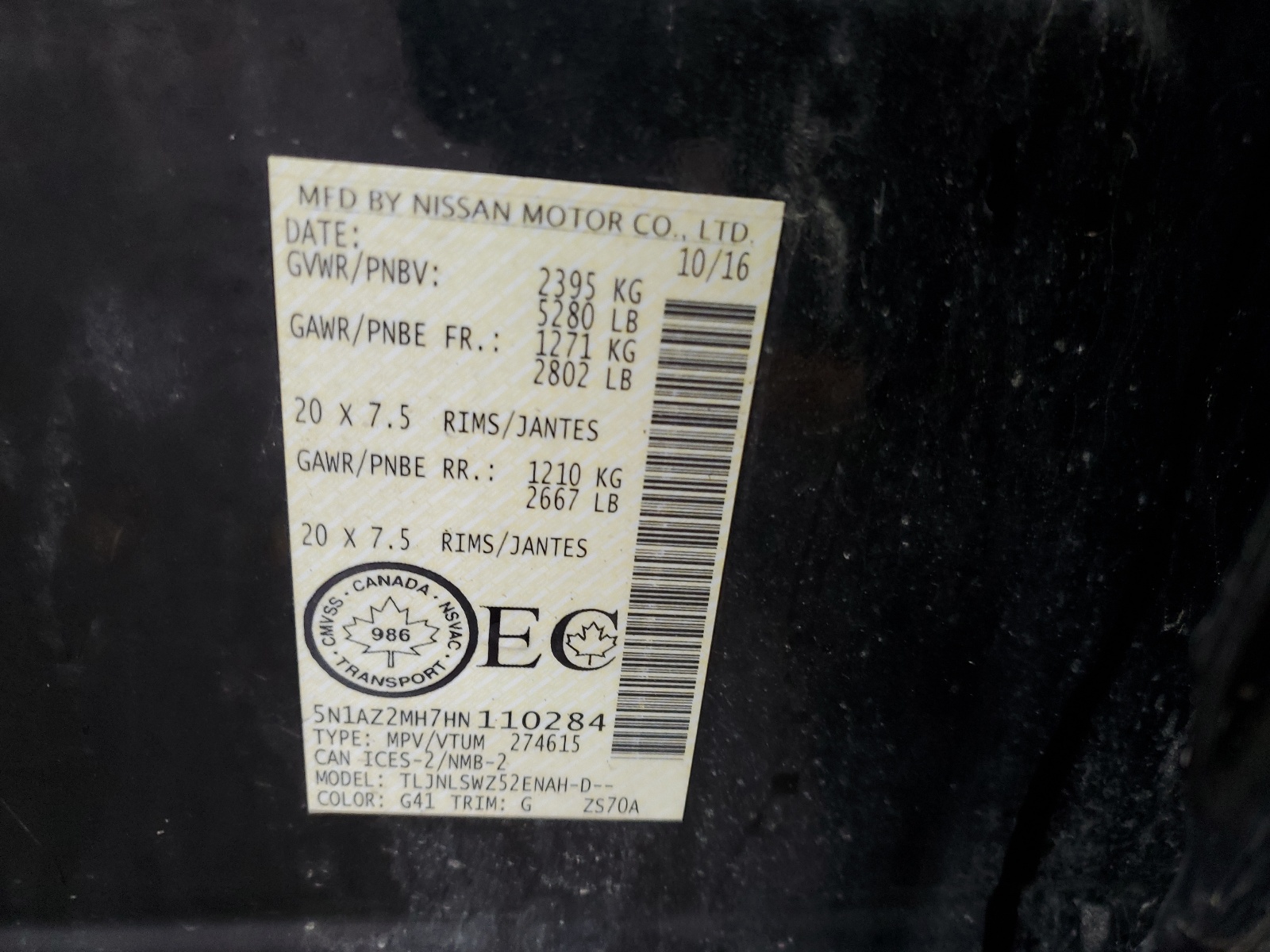 5N1AZ2MH7HN110284 2017 Nissan Murano S