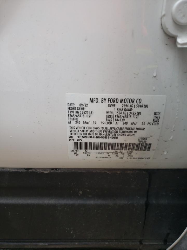 2022 Ford Explorer Timberline VIN: 1FMSK8JH0NGB84050 Lot: 72415293