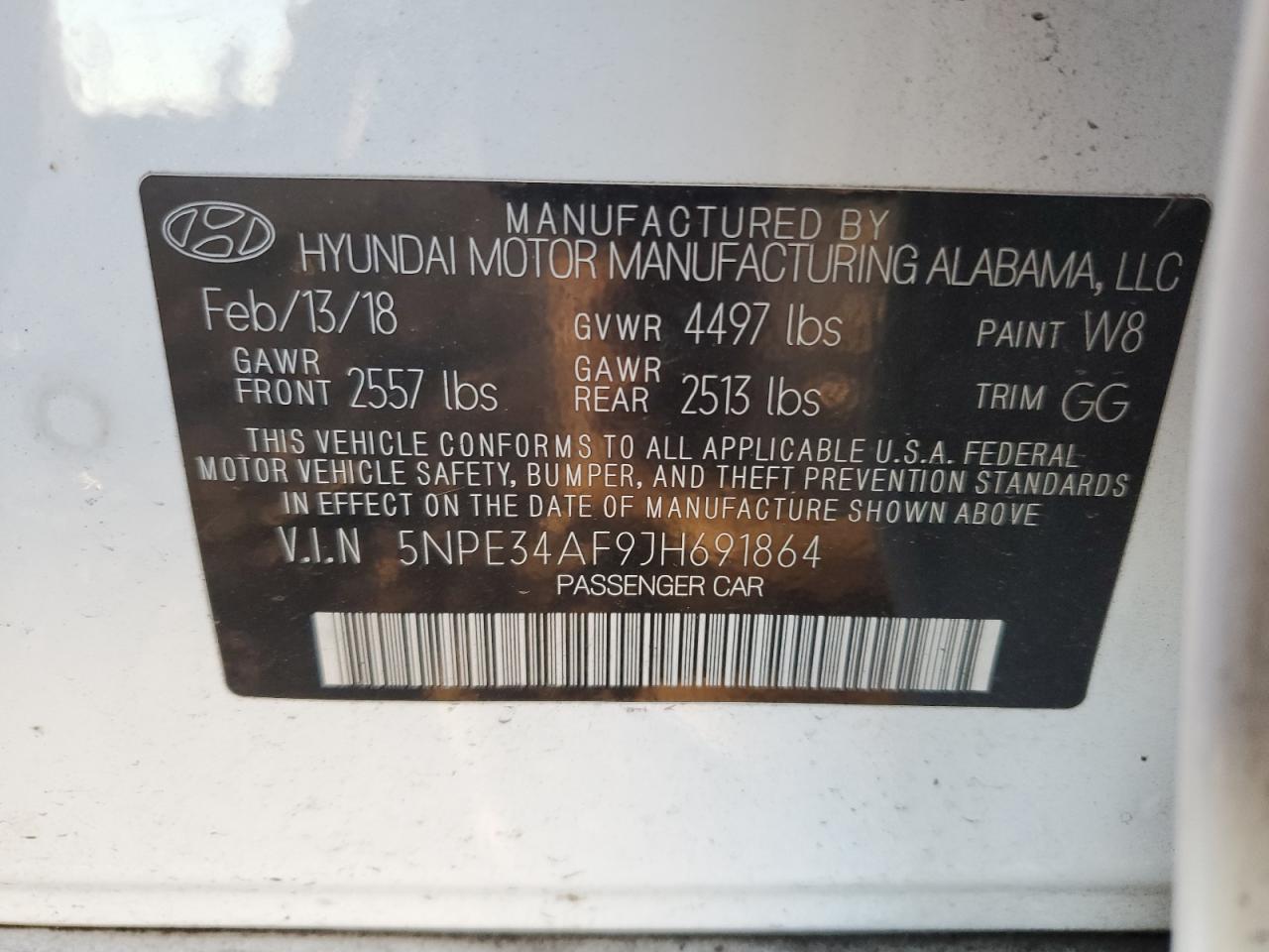 5NPE34AF9JH691864 2018 Hyundai Sonata Sport