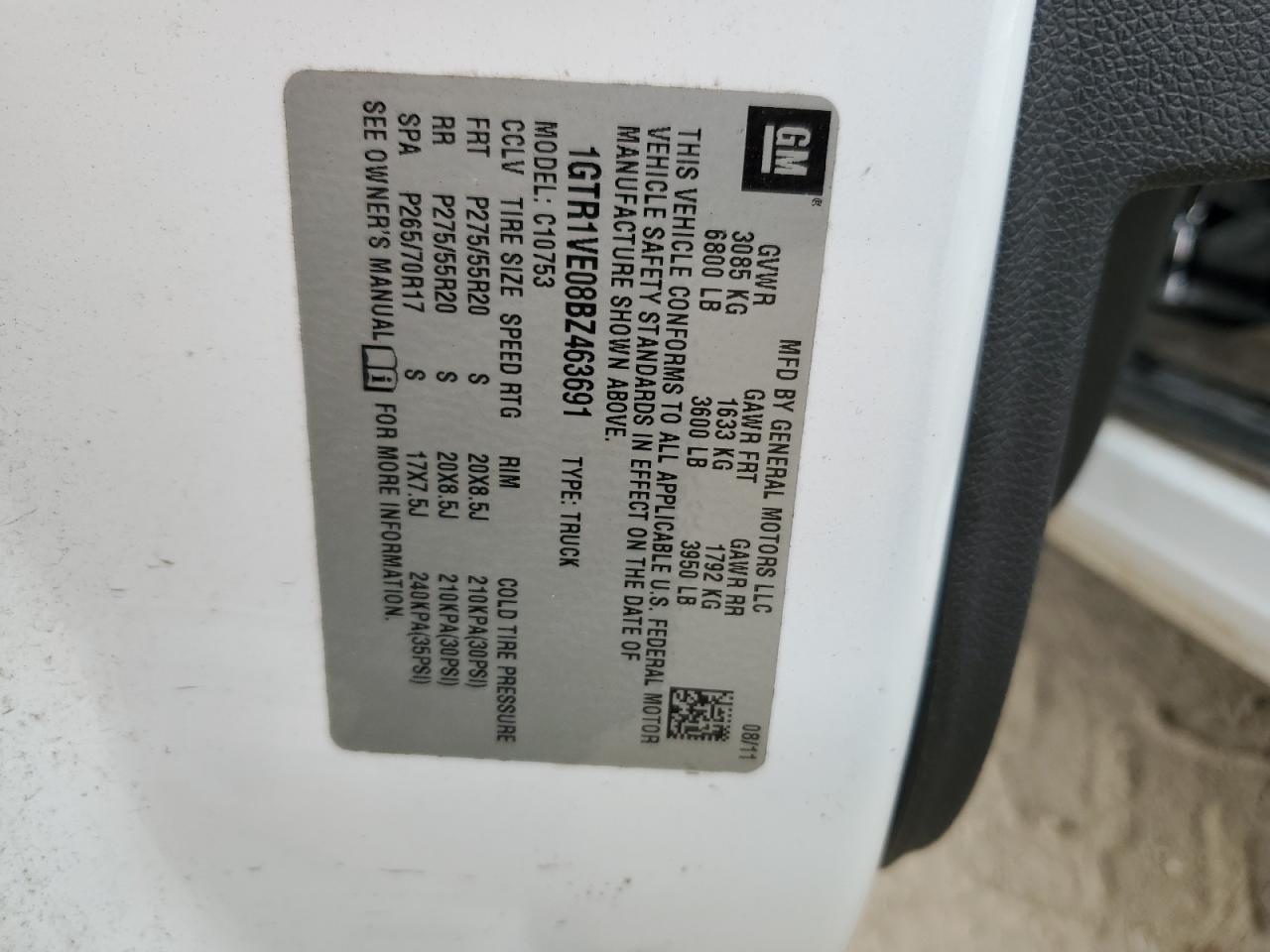 2011 GMC Sierra C1500 Sle VIN: 1GTR1VE08BZ463691 Lot: 68024634