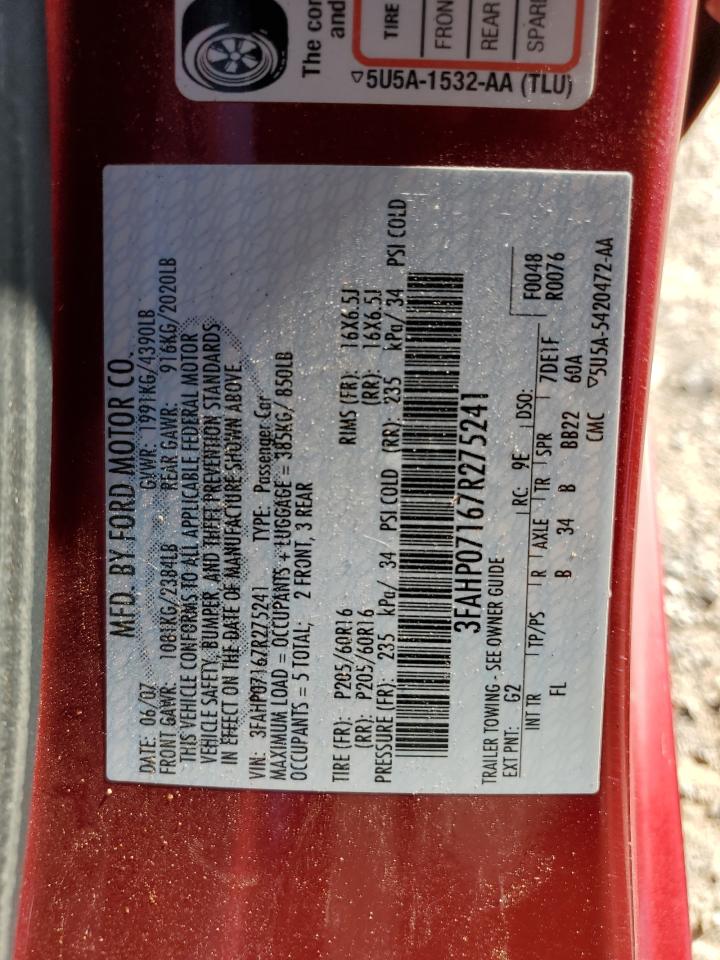 3FAHP07167R275241 2007 Ford Fusion Se