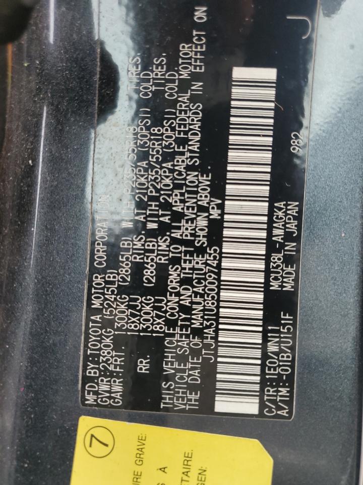 2005 Lexus Rx 330 VIN: JTJHA31U850097455 Lot: 74368304