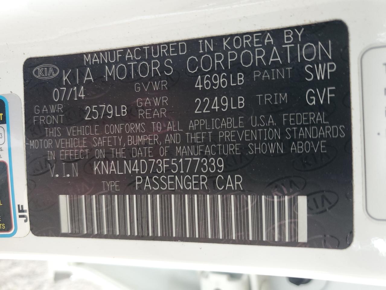 KNALN4D73F5177339 2015 Kia Cadenza Premium