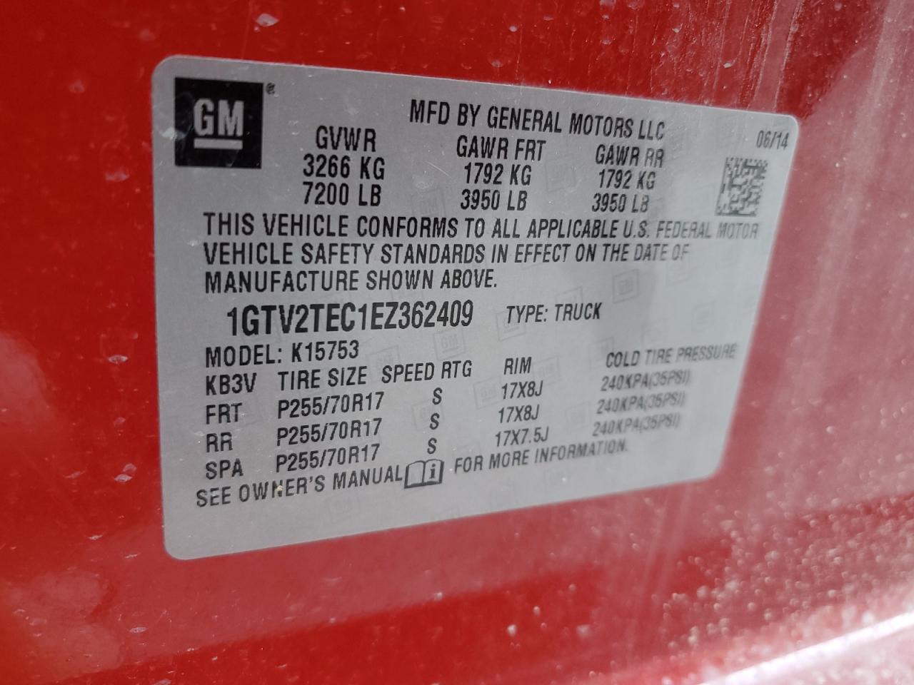 1GTV2TEC1EZ362409 2014 GMC Sierra K1500