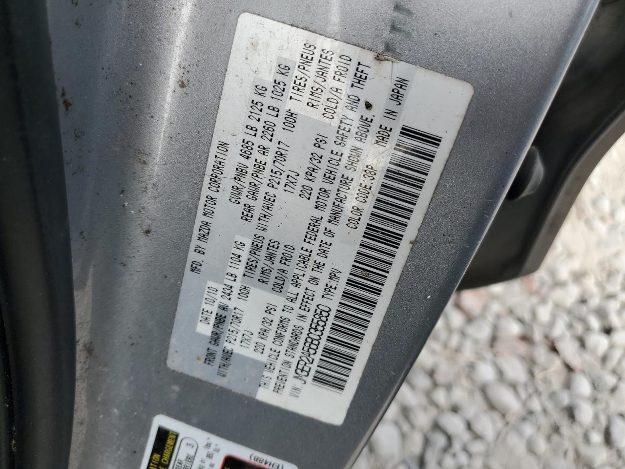 2011 Mazda Cx-7 VIN: JM3ER2A56B0355850 Lot: 73804063