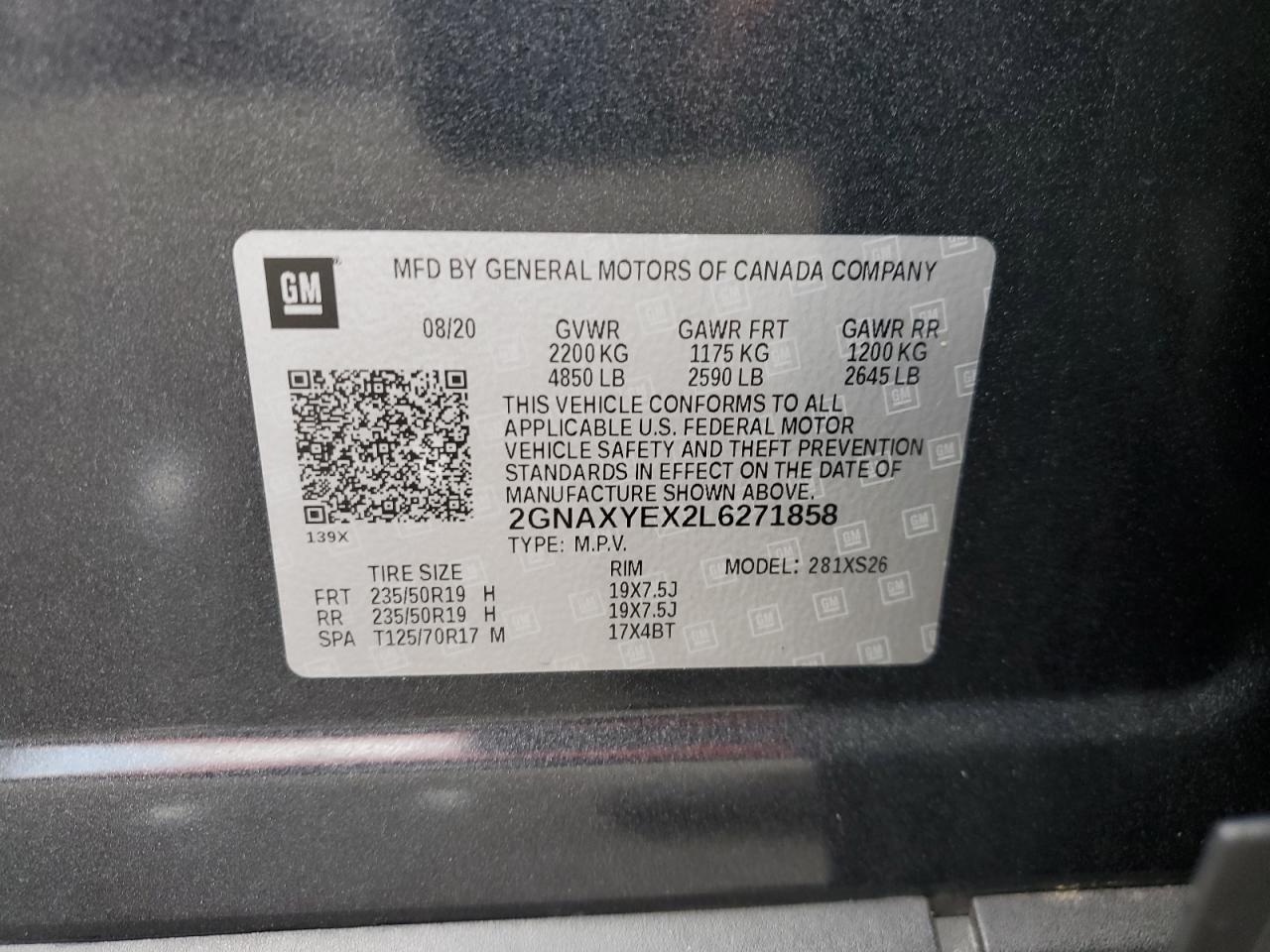 2GNAXYEX2L6271858 2020 CHEVROLET EQUINOX - Image 13