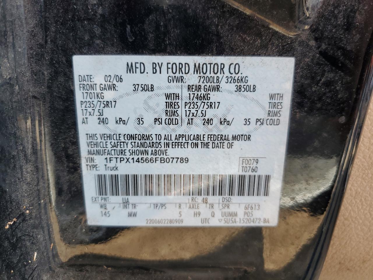 1FTPX14566FB07789 2006 Ford F150