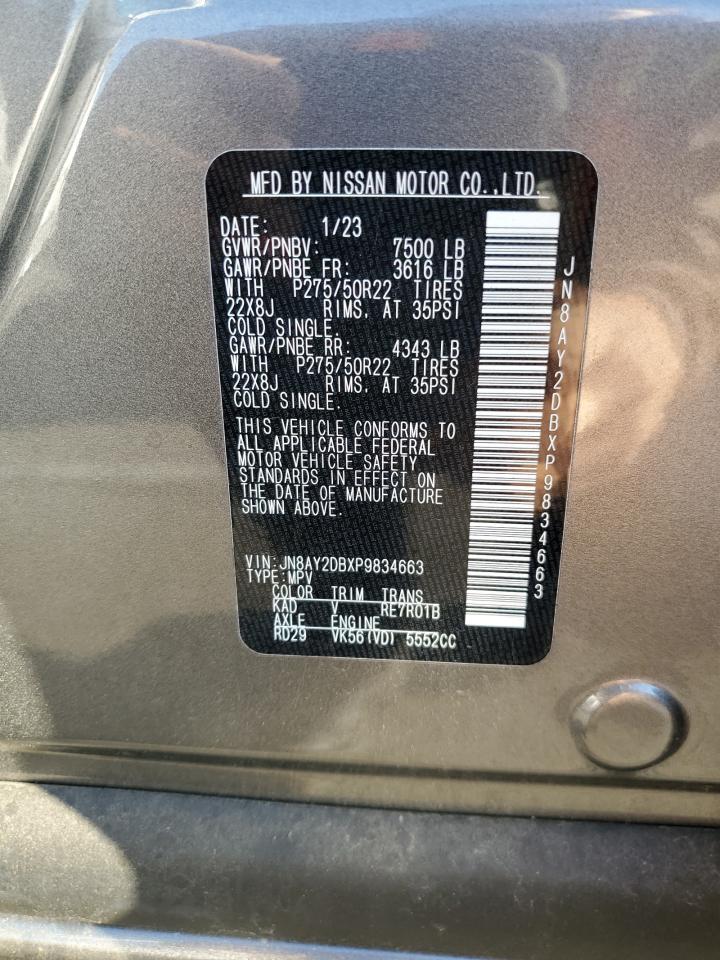 2023 Nissan Armada Platinum VIN: JN8AY2DBXP9834663 Lot: 76820774