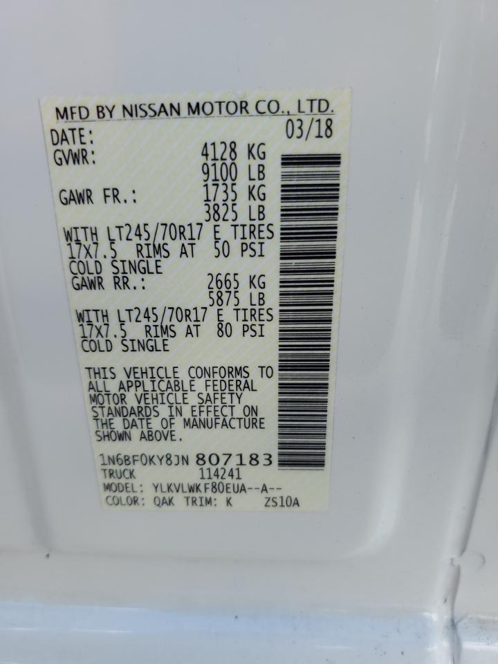 1N6BF0KY8JN807183 2018 Nissan Nv 1500 S