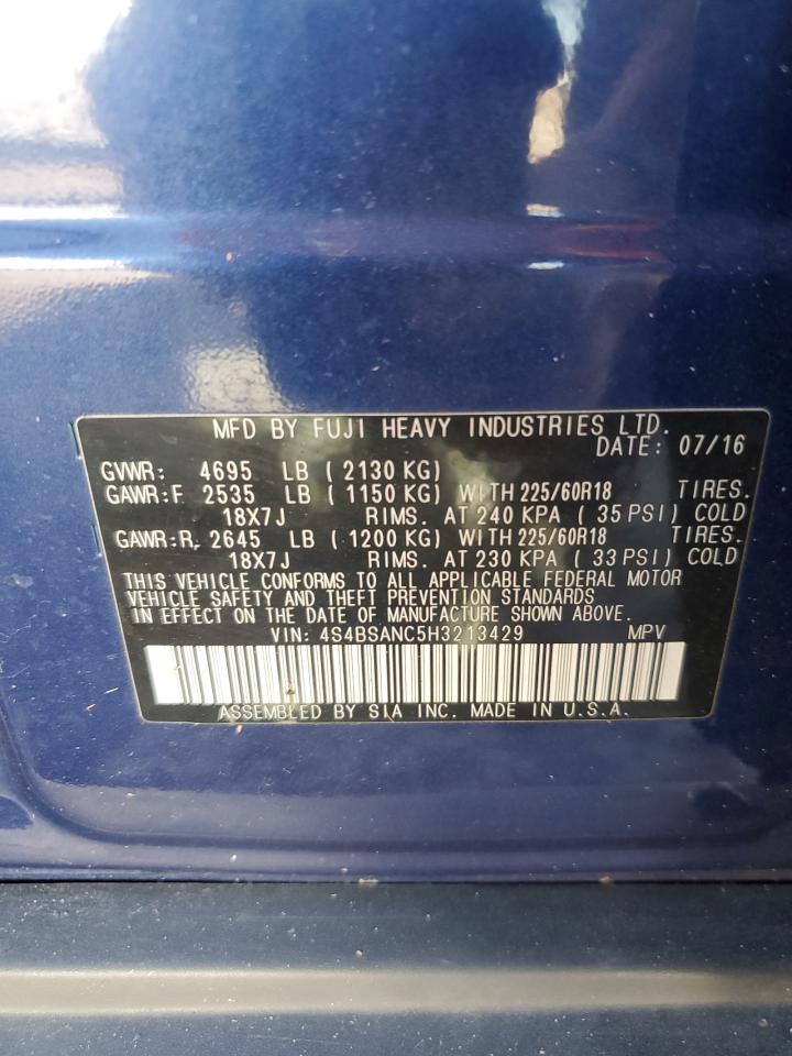 2017 Subaru Outback 2.5I Limited VIN: 4S4BSANC5H3213429 Lot: 77408134