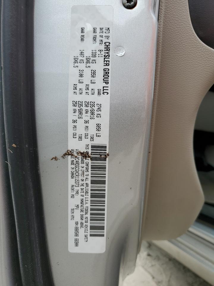 2C4RDGCGXCR115373 2012 Dodge Grand Caravan Sxt