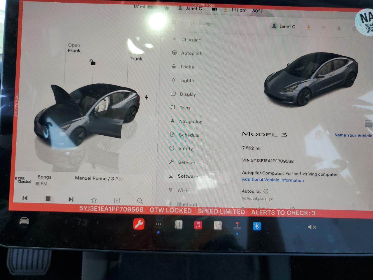 5YJ3E1EA1PF709568 2023 Tesla Model 3